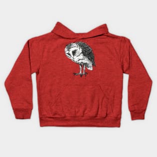 Barn owl pen drawing Kids Hoodie